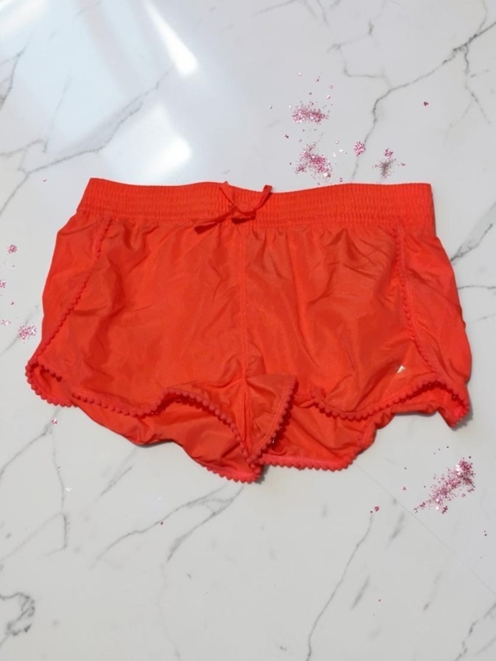 ZeroXposur Neon Orange Ruffle Athletic Running Shorts Size Large Worn Once